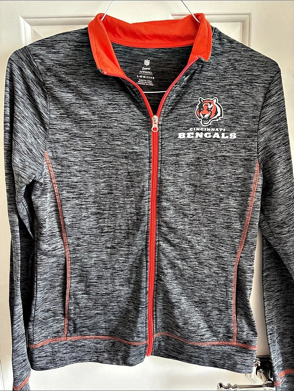 NFL Cincinnati Bengals Full-Zip Jacket Teen Apparel Gray & Orange Size Large